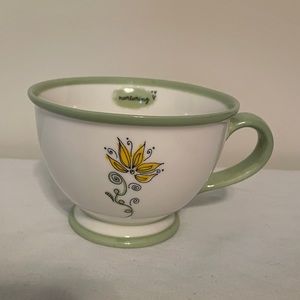 Starbucks Coffee Tea Mug Nurturing Flower 10oz Footed Pedestal Mint Green 2006